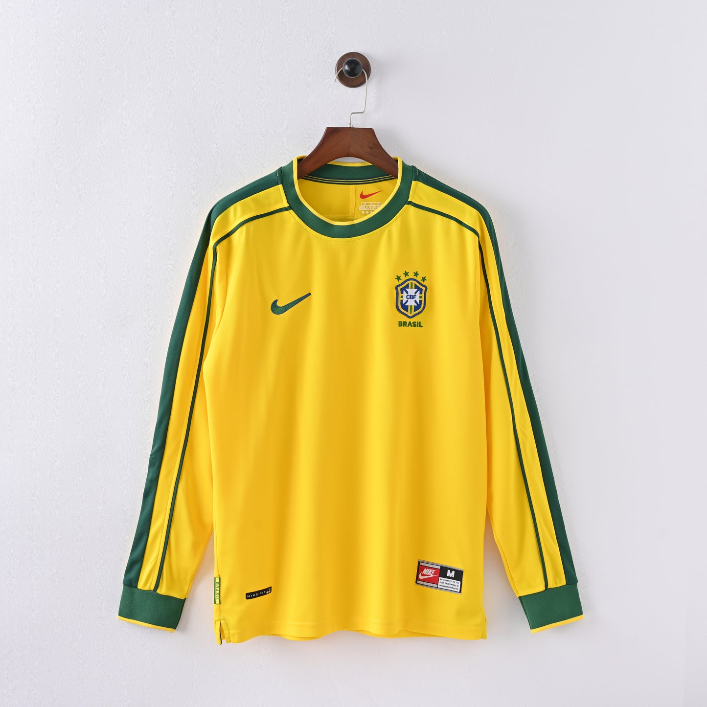 Retro Brazil 1998 Home Jersey Long Sleeve