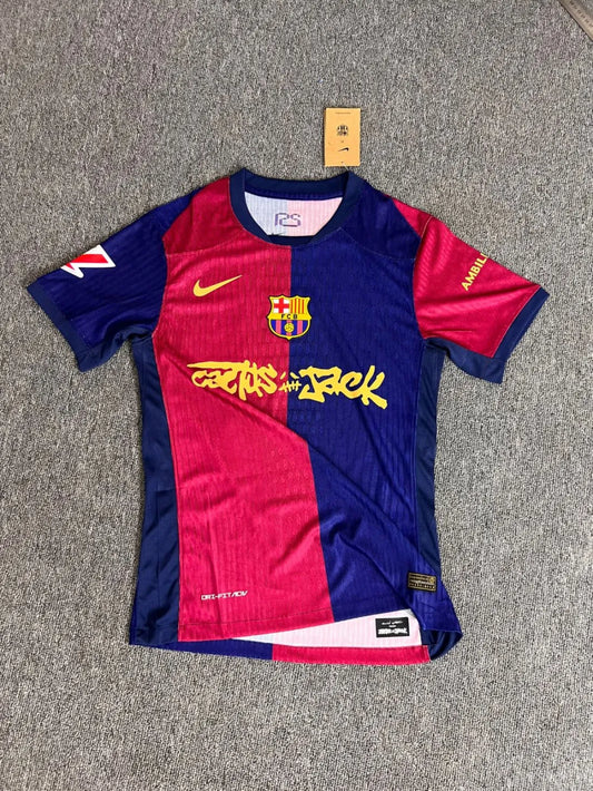 Men's Limited Edition Cactus Jack BARCELONA X TRAVIS SCOTT 24/25 Soccer Player Version Jersey