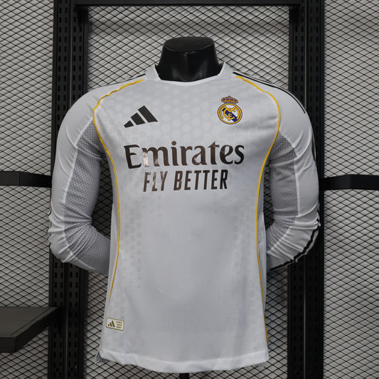 25-26 Real Madrid Home Long-Sleeve Authentic Jersey
