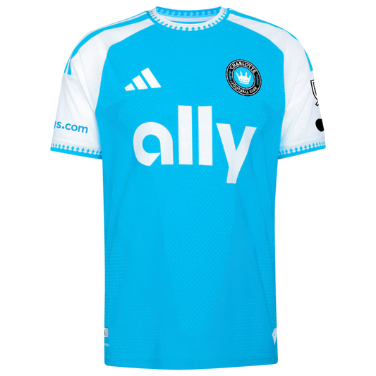 Men's Charlotte FC Blue 2026 Carolina Kit: Crowns Up On-Field Authentic Patch Custom Jersey