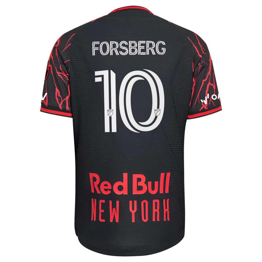 Men's New York Red Bulls Emil Forsberg Black 2026 The Rooted Kit On-Field Authentic Patch Jersey