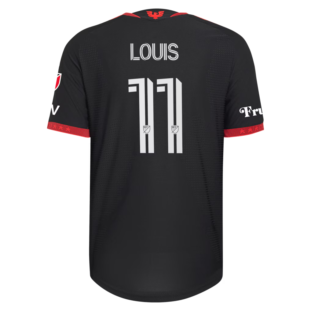 Men's D.C. United Louis Munteanu Black 2026 Black-and-Red Kit On-Field Authentic Patch Jersey