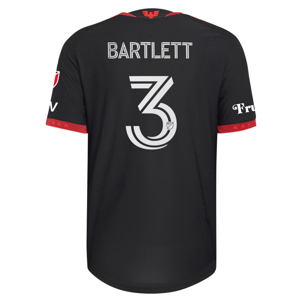 Men's D.C. United Lucas Bartlett Black 2026 Black-and-Red Kit On-Field Authentic Patch Jersey
