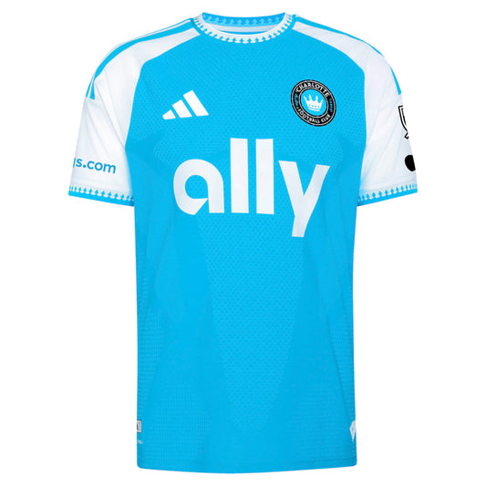 Men's Charlotte FC Pep Biel Blue 2026 Carolina Kit: Crowns Up On-Field Authentic Patch Jersey
