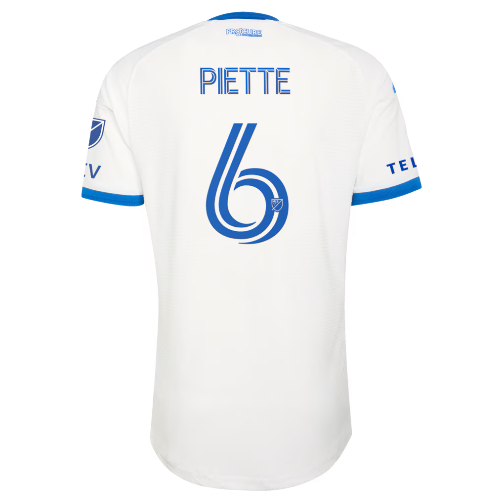 Men's CF Montreal Samuel Piette White 2026 The Procure Jersey On-Field Authentic Patch Jersey