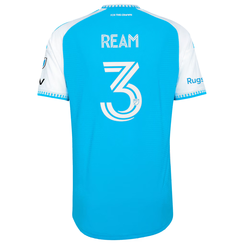 Men's Charlotte FC Tim Ream Blue 2026 Carolina Kit: Crowns Up On-Field Authentic Patch Jersey