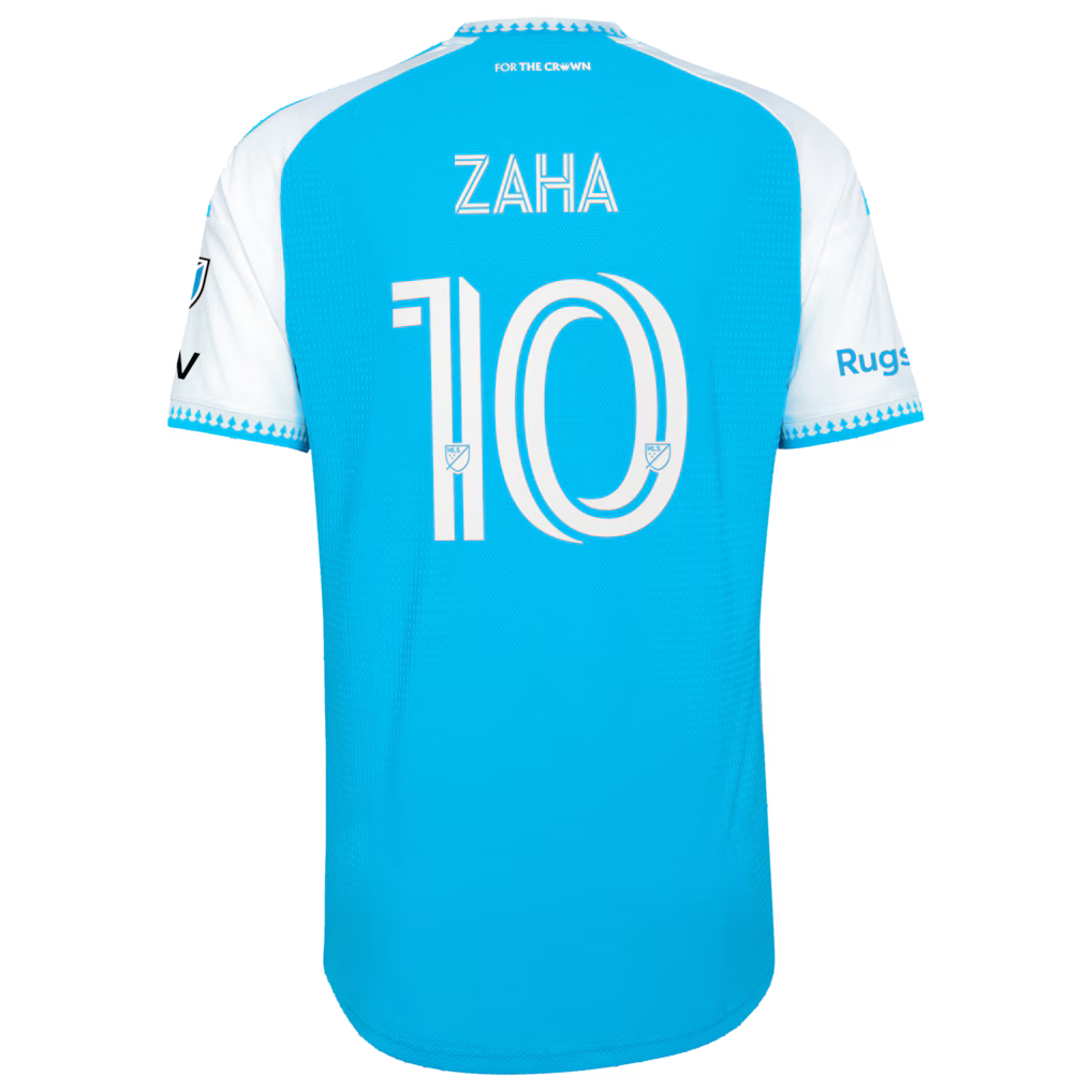 Men's Charlotte FC Wilfried Zaha Blue 2026 Carolina Kit: Crowns Up On-Field Authentic Patch Jersey