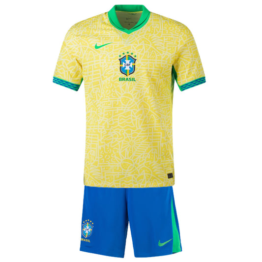 Kids Brazil Home Kit Jersey+Shorts 2024