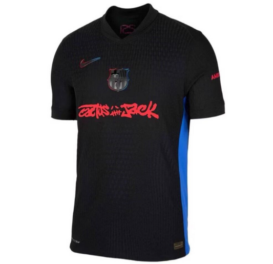 Kids Limited Edition Cactus Jack FC BARCELONA X TRAVIS SCOTT 24/25 Fan Version Away Soccer Jersey (Shirt & Shorts)