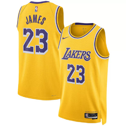 Men's Los Angeles Lakers LeBron James Gold Swingman Jersey - Icon Edition