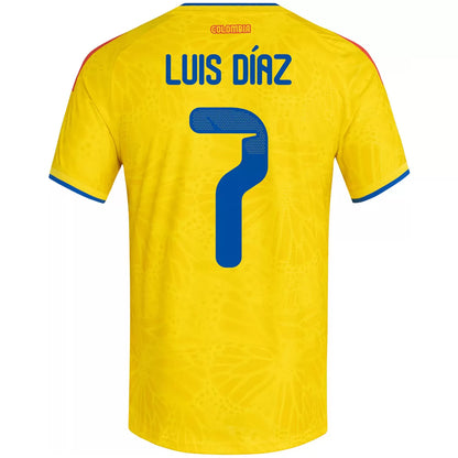 Luis Díaz #7 Colombia Home Match Jersey Player Version World Cup 2026