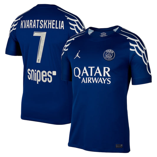 PSG Jordan Fourth Jersey 2024-25 FV Kvaratskhelia 7