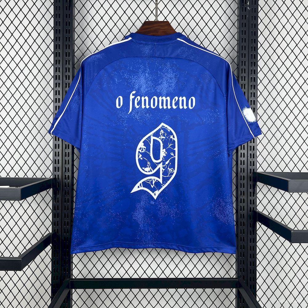2025 Men's Brazil Ronaldo 'O Fenomeno' #9 Comma Football Blue Jersey