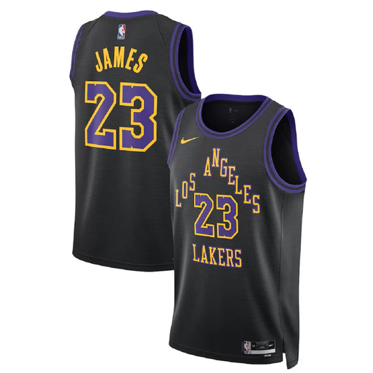Men's Los Angeles Lakers LeBron James Black Swingman Jersey 2025/26 - City Edition