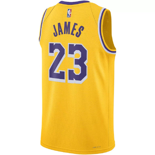 Men's Los Angeles Lakers LeBron James Gold Swingman Jersey - Icon Edition