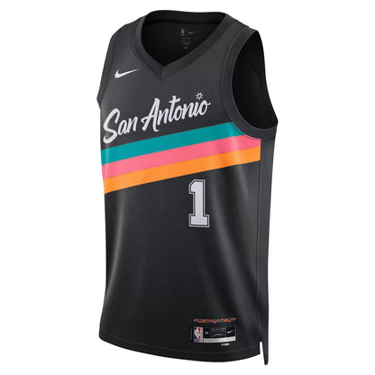 Men's San Antonio Spurs Victor Wembanyama Black Swingman Jersey 2025/26 - City Edition
