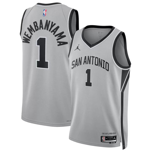 Men's San Antonio Spurs Victor Wembanyama Silver Swingman Jersey - Statement Edition
