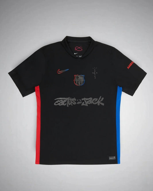 Men's Limited Edition Cactus Jack FC Barcelona x Travis Scott Away Fan/Replica Soccer Jersey 2024/25 - Black