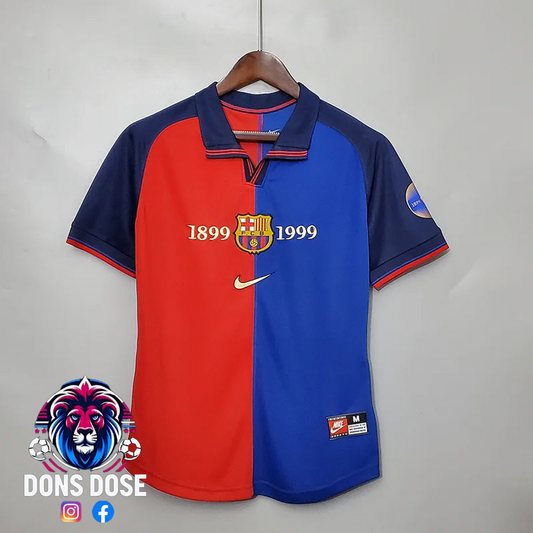 Retro FC Barcelona 100 Year Anniversary Home Soccer Jersey