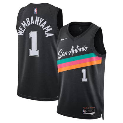 Men's San Antonio Spurs Victor Wembanyama Black Swingman Jersey 2025/26 - City Edition