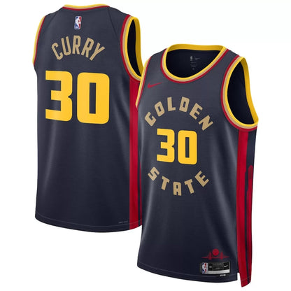 Men's Golden State Warriors Stephen Curry Navy Swingman Jersey - City Edition