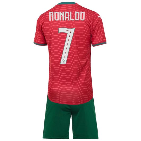 RONALDO #7 Kids Portugal Home Jersey Kit World Cup 2026