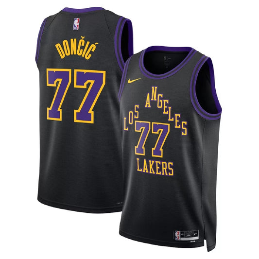 Men's Los Angeles Lakers Luka Dončić Black Swingman Jersey 2025/26 - City Edition