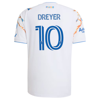 Men's San Diego FC Anders Dreyer White 2026 Unprecedented Unity Kit On-Field Authentic Patch Jersey