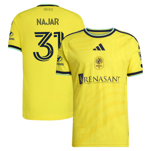 Men's Nashville SC Andy Najar Yellow 2026 The Reverb Kit On-Field Authentic Patch Jersey