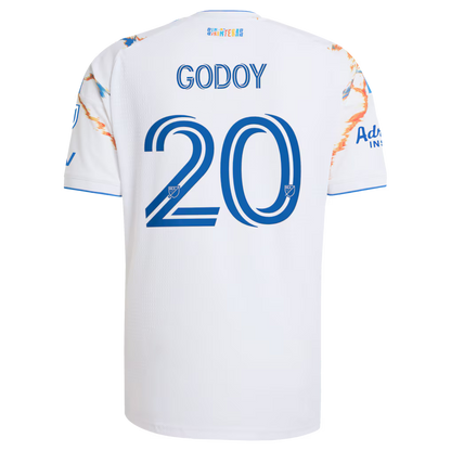 Men's San Diego FC Anibal Godoy White 2026 Unprecedented Unity Kit On-Field Authentic Patch Jersey
