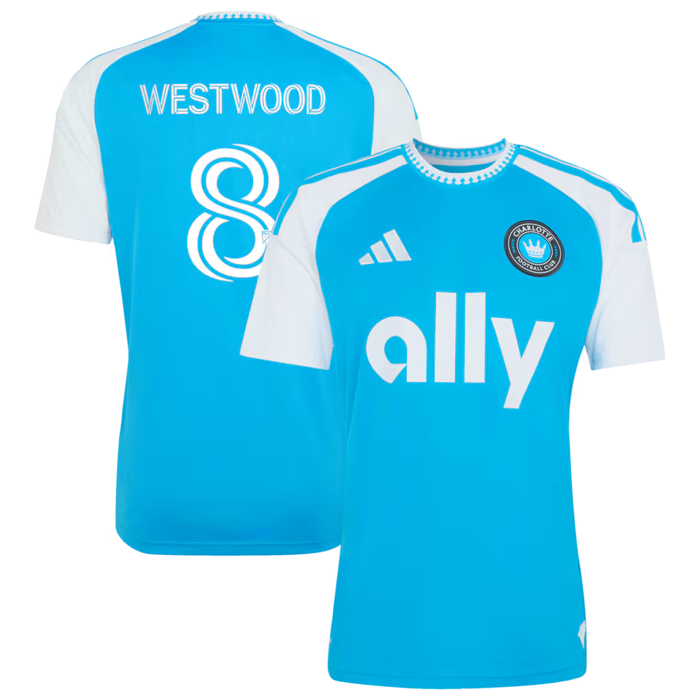 Men's Charlotte FC Ashley Westwood Blue 2026 Carolina Kit: Crowns Up Replica Jersey