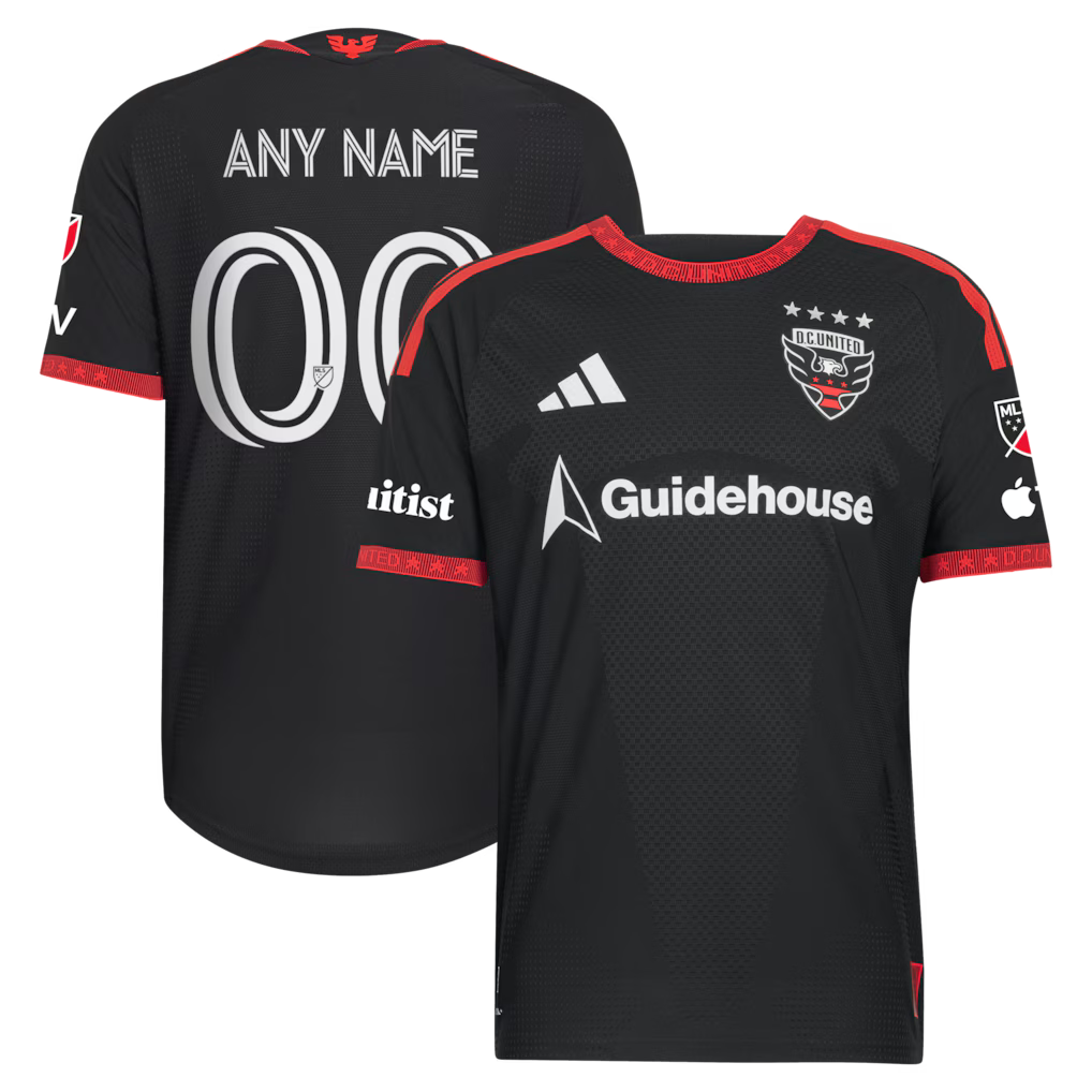 Men's D.C. United Black 2026 Black-and-Red Kit On-Field Authentic Patch Custom Jersey