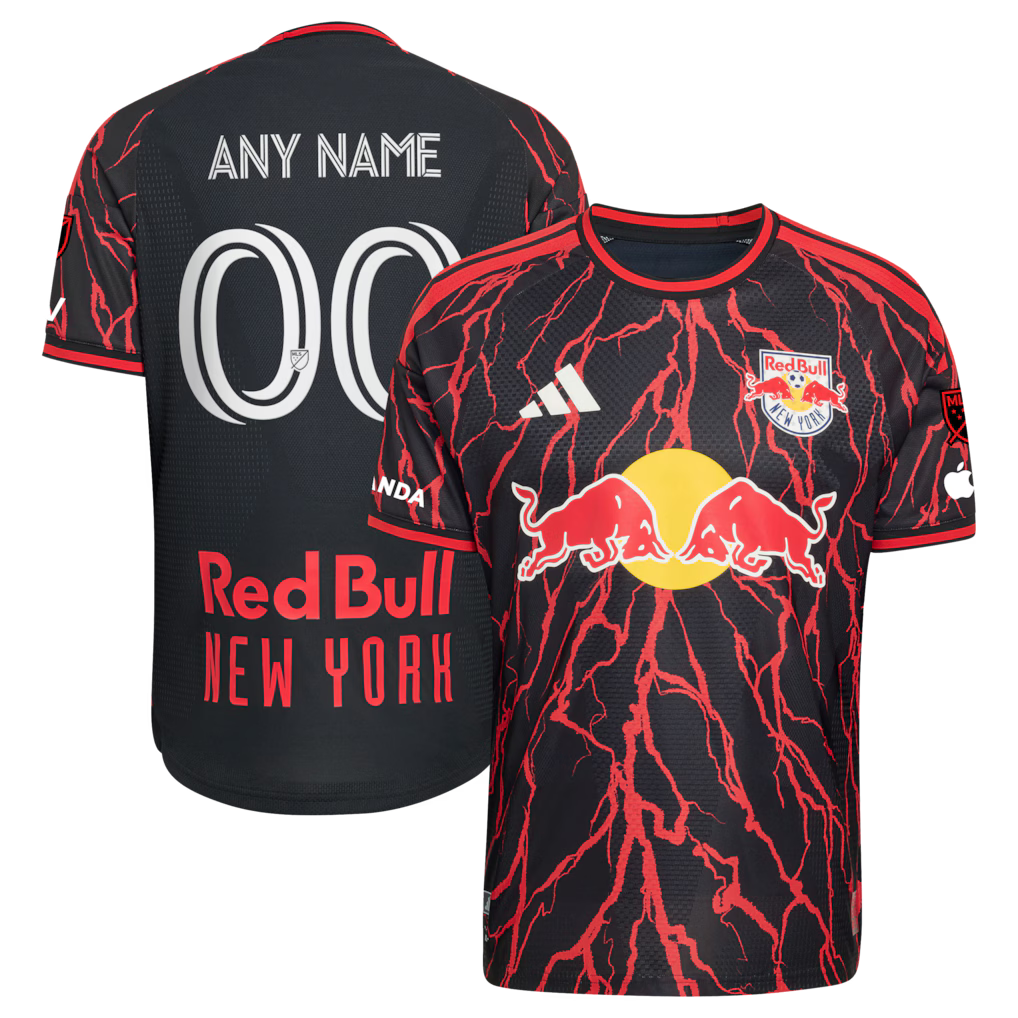 Men's New York Red Bulls Black 2026 The Rooted Kit On-Field Authentic Patch Custom Jersey