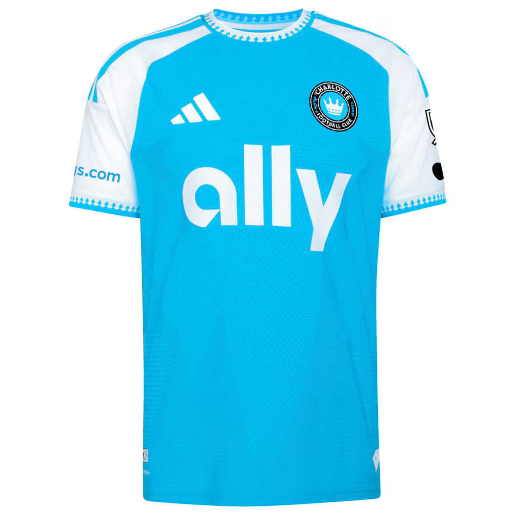 Men's Charlotte FC Blue 2026 Carolina Kit: Crowns Up On-Field Authentic Patch Custom Jersey