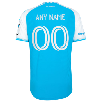 Men's Charlotte FC Blue 2026 Carolina Kit: Crowns Up On-Field Authentic Patch Custom Jersey