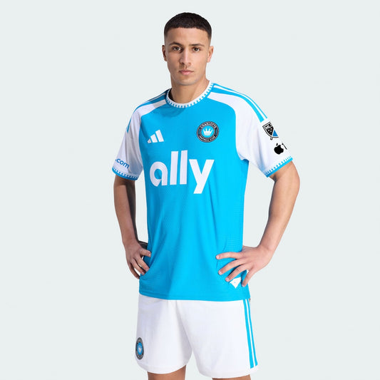 Men's Charlotte FC Blue 2026 Carolina Kit: Crowns Up On-Field Authentic Patch Jersey