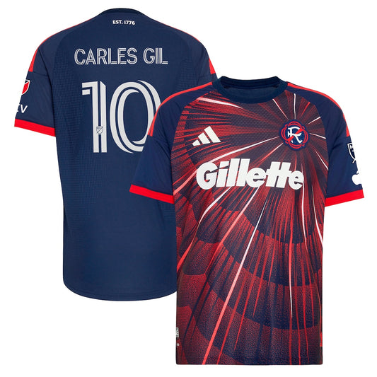 Men's New England Revolution Carles Gil Blue 2026 Independence Day On-Field Authentic Patch Jersey (Copy)