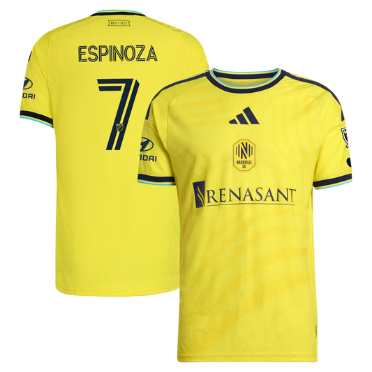 Men's Nashville SC Cristian Espinoza Yellow 2026 The Reverb Kit On-Field Authentic Patch Jersey