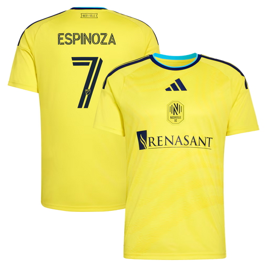 Men's Nashville SC Cristian Espinoza Yellow 2026 The Reverb Kit Replica Jersey