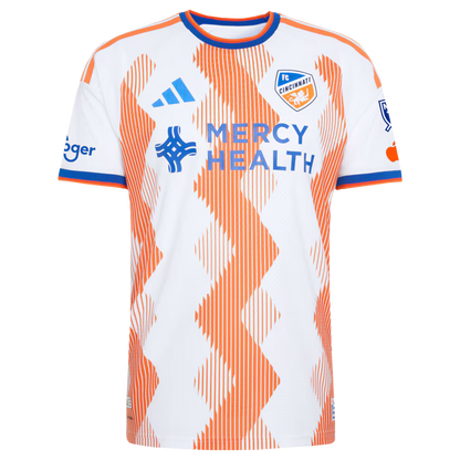 Men's FC Cincinnati Evander da Silva Ferreira White 2026 The Seven Hills Kit On-Field Authentic Patch Jersey