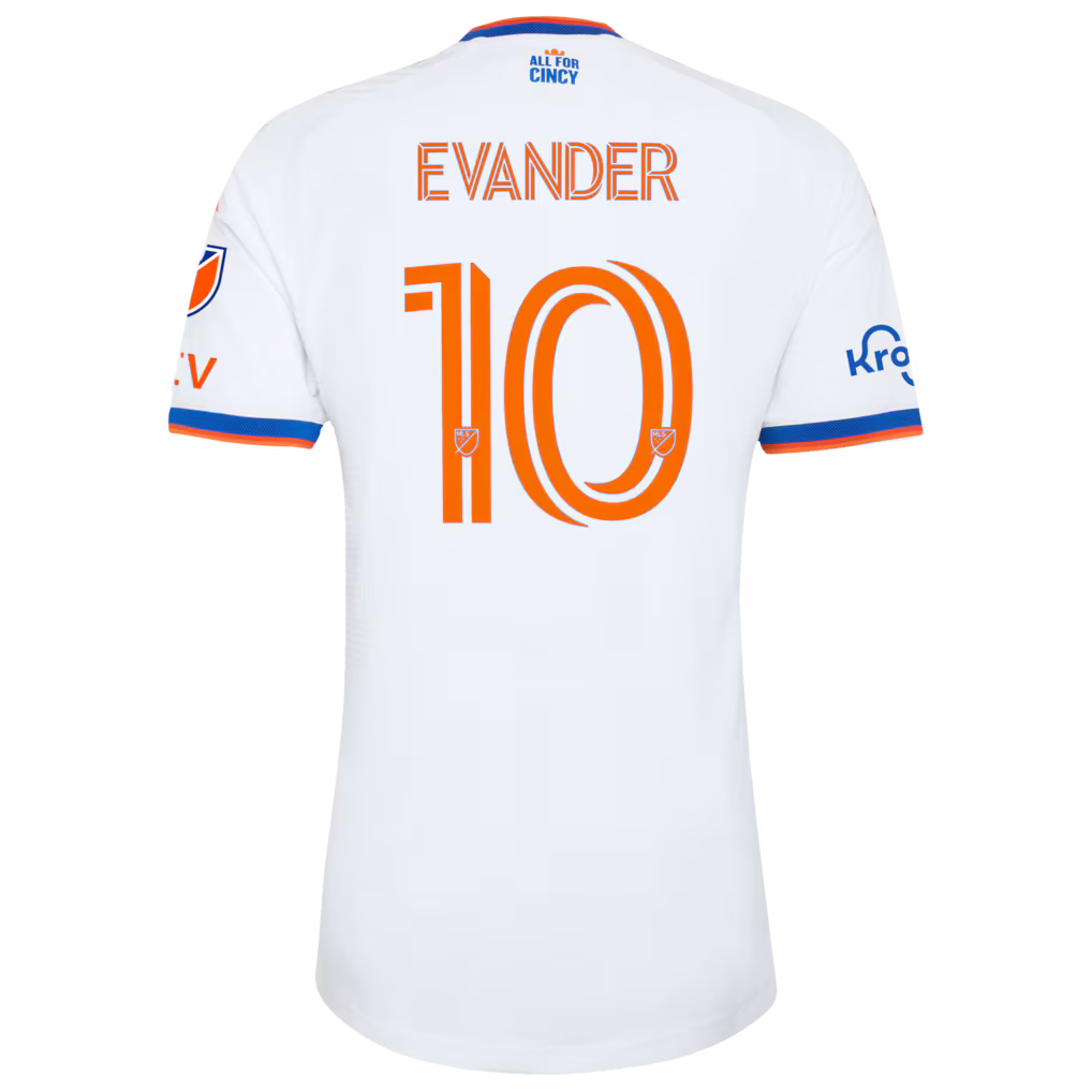 Men's FC Cincinnati Evander da Silva Ferreira White 2026 The Seven Hills Kit On-Field Authentic Patch Jersey