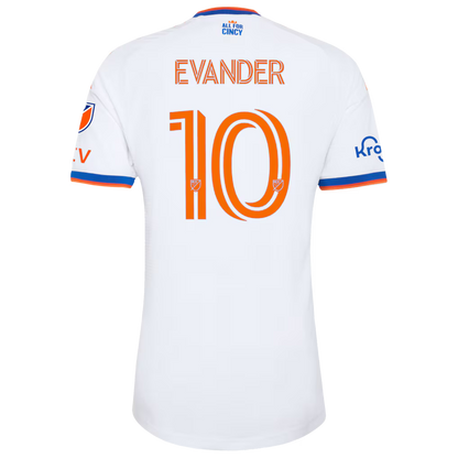 Men's FC Cincinnati Evander da Silva Ferreira White 2026 The Seven Hills Kit On-Field Authentic Patch Jersey