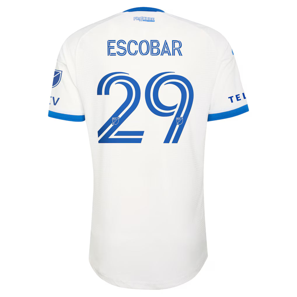 Men's CF Montreal Franco Escobar White 2026 The Procure Jersey On-Field Authentic Patch Jersey