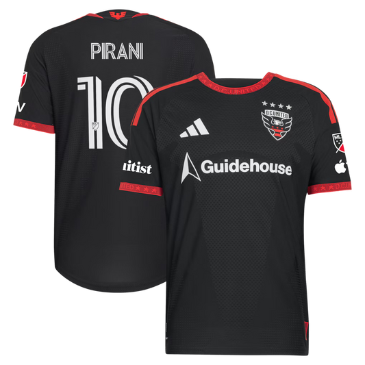 Men's D.C. United Gabriel Pirani Black 2026 Black-and-Red Kit On-Field Authentic Patch Jersey