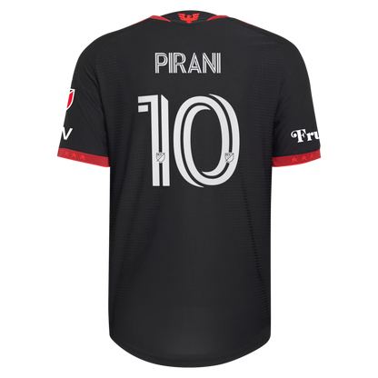 Men's D.C. United Gabriel Pirani Black 2026 Black-and-Red Kit On-Field Authentic Patch Jersey
