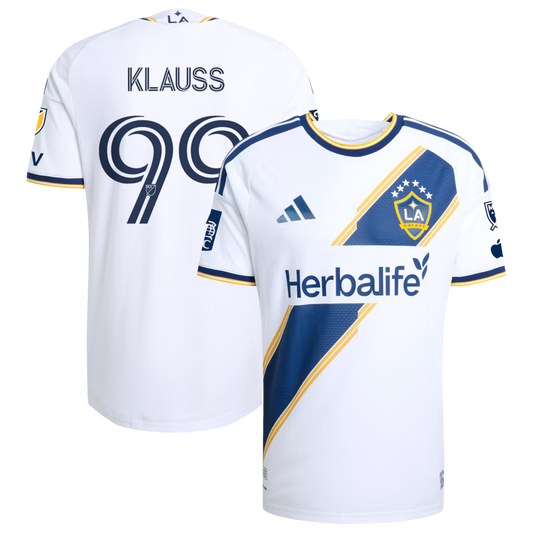 Men's LA Galaxy João Klauss White 2026 The VeloCITY Kit On-Field Authentic Patch Jersey