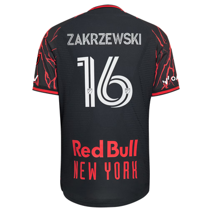 Men's New York Red Bulls Julian Hall Black 2026 The Rooted Kit On-Field Authentic Patch Jersey