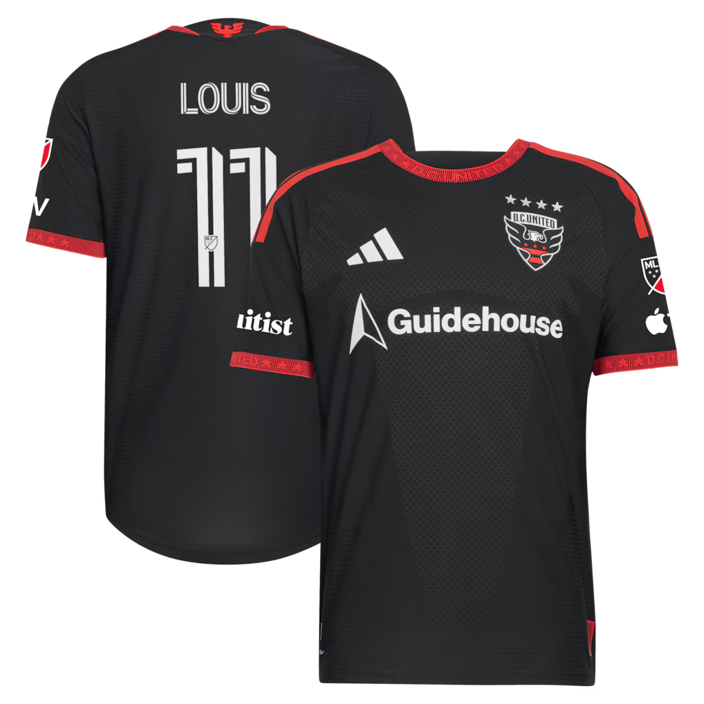 Men's D.C. United Louis Munteanu Black 2026 Black-and-Red Kit On-Field Authentic Patch Jersey