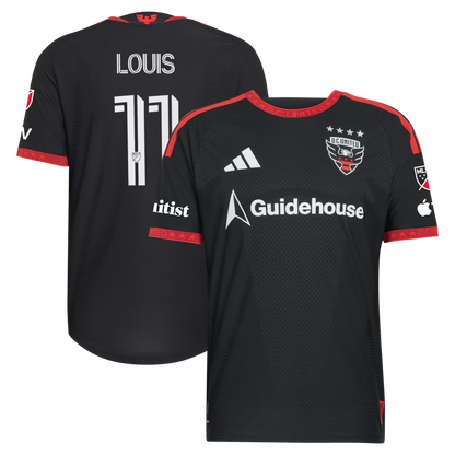 Men's D.C. United Louis Munteanu Black 2026 Black-and-Red Kit On-Field Authentic Patch Jersey