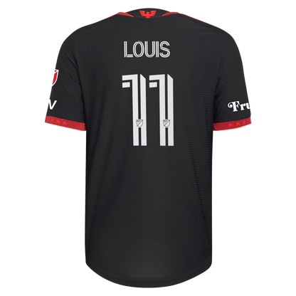 Men's D.C. United Louis Munteanu Black 2026 Black-and-Red Kit On-Field Authentic Patch Jersey